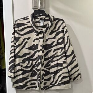 Multiples Black and Cream Zebra Print Blazer